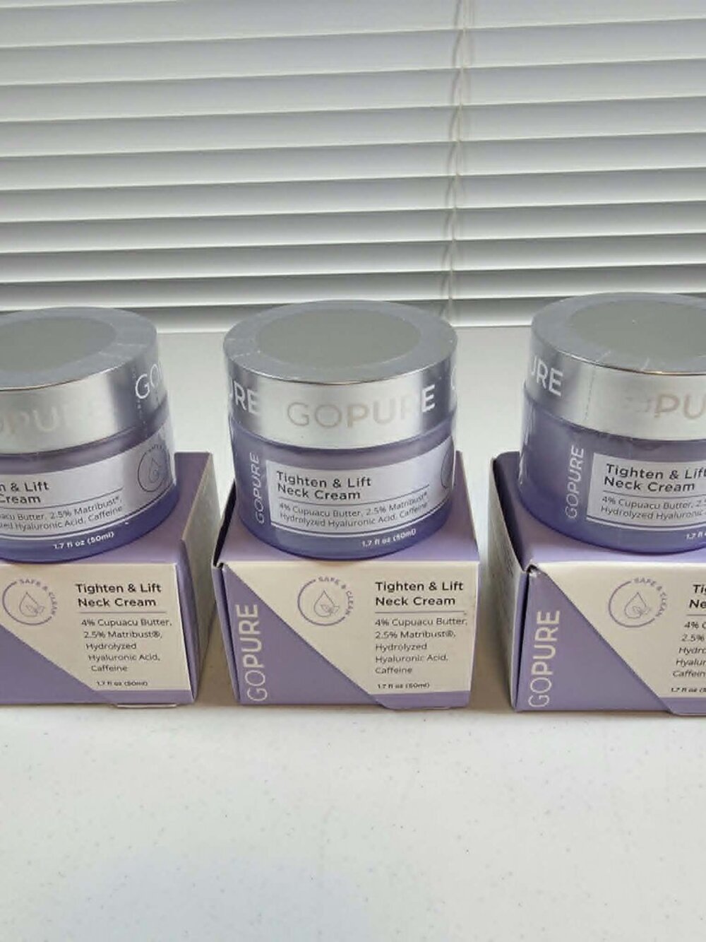 GOPURE BEAUTY TIGHTEN LIFT FIRMING NECK CREAM (3) 1.7 oz EXP 08/2028 NEW SEALED
